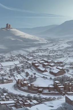 The circular walled town itself was placed upon a hill, with snowy plains stretching in all directions. There were three gates: north, south, and east. City Hill sat just outside the wall to the northeast of the city.