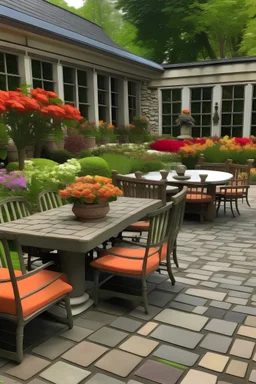 Patio grande con flores