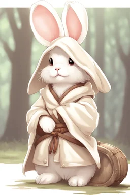 Cute bunny floppy ears adventurer robe dnd art realism