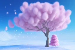 pink tree and snow