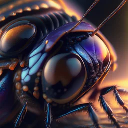 close-up macro photography of a beautiful bug, centered, ultra realistic, artstation, unreal engine 5, octane render , close up portrait photo by Annie Leibovitz, film, studio lighting, detailed skin