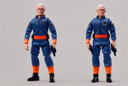 Mike Pence G.I. Joe toy figure With a Plastic gun space force Blue fabric uniform, fluorescent orange, black Moonboots