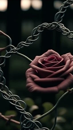 Rose-flower wrapped with barbed-wire, cinematic