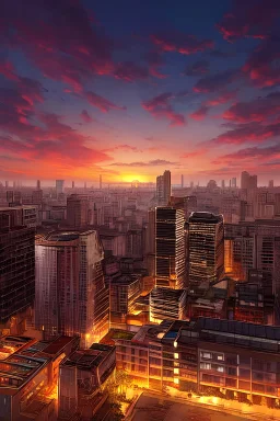 Ho Chi Minh city, Landmark building, beautiful sunset sky, realistic