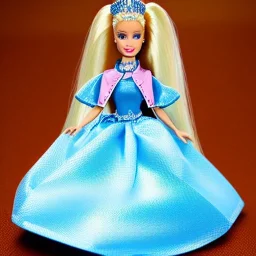 Princess barbie with diamond collar, long blond hair, blue eyes, glow dress