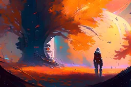 Autumn, sci-fi, galaxy, cinematic, otto pippel painting