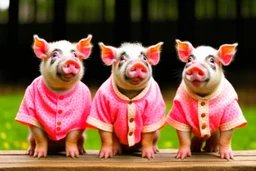 three pigs well dress standing up