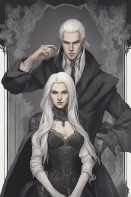 Strahd Von Zarovich with a woman with white hair