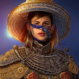 portrait,"Insanely detailed photograph of an armored mariachi warrior", intricate chainmail charo,colorful Sombrero,elegant cape, highly detailed D20, digital painting, artstation, concept art, smooth, sharp focus, illustration, art by artgerm and greg rutkowski and alphonse mucha, 8 k