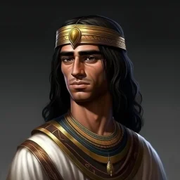 young egyptian nobleman with sharp features and long straight dark hair industrial era grimdark realistic