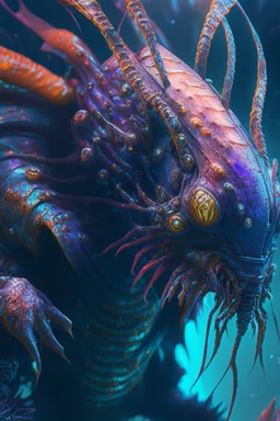 Human fish lobster alien,FHD, detailed matte painting, deep color, fantastical, intricate detail, splash screen, complementary colors, fantasy concept art, 32k resolution trending on Artstation Unreal Engine 5