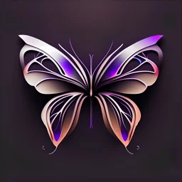 symetry!!, butterfly!!, view from a side, wings waving, logo, NFT, futuristic, curves, lines, simple, gradient, creative