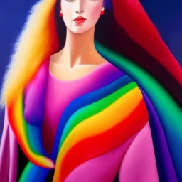 Full body portrait, painting, medium shot lady woolitize rainbow