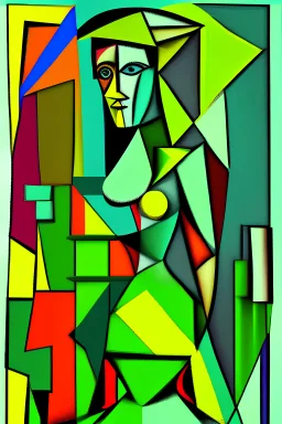 cubism picasso field only green colors