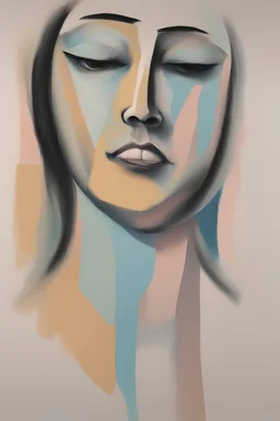 Pastel drawing, Abstract human expressions, A pastel drawing capturing abstract human expressions within the Japandi aesthetic, using minimalist strokes to convey emotions and connections. Pastel, abstract expressions, minimalist emotions