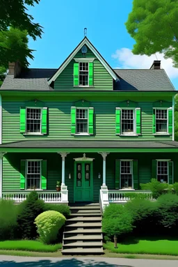 Green colonial house