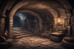 fantasy medieval underground cellar