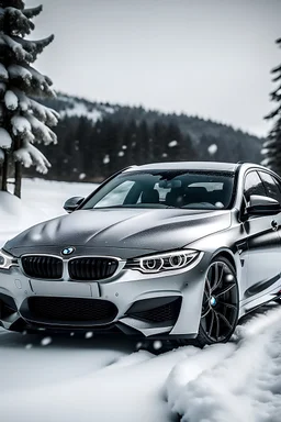 bmw car at snow