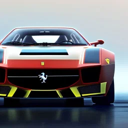 fullbody Drawing of ' Ferrari 612 GTO',intricate detail,andrea bonelli,Kilian Eng,Ohrai,evan lee,Aleksandr Sidelnikov,KyuYong Eom,three quarters frontal aerial view,toned colors,16k