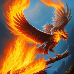 a phoenix whose one wing is made of water and one wing made of fire, phoenix bird, realistic, intricately detailed