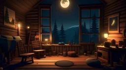 make a cozy night in the woods with moon light