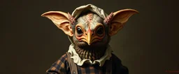 amish space alien gremlin hen dressed in amish outfit, painted by Rembrandt, Escher and Giger