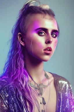 danish singer mø, high light ,purple tones,