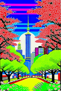 tokyo in spring in the style of Hiroshi Nagai