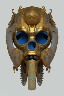 black male African Egyptian alien, cracks in the voodoo head, wicked, eyes, crown, Elephant, 8k, finely detailed, photo realistic, tiger turquoise skull head gold dragon space alien snow skeleton gold gorilla silver crown silver eyes