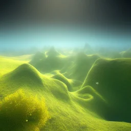 fractal landscape, volumetric fog, rays, lazer