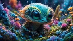 acrylic illustration, acrylic paint, oily sketch, Cute creature from Space. terraforming. Alien Flora, Miki Asai Macro photography, close-up, hyper detailed, trending on artstation, sharp focus, studio photo, intricate details, highly detailed, by [Iryna Yermolova | Conor Harrington]