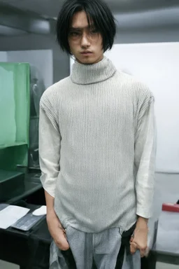 cypher punk turtleneck-clad silhouette mining code in a Tokyo lab