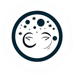 Logo, vector, clean, circle logo with clouds a face and stars