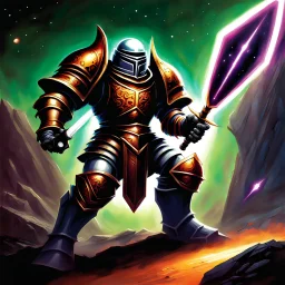 fantasy space knight 90's tcg art