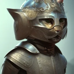 a cat wearing a medieval helmet, high detail, photo, kybernetic, 8k, ray-tracing