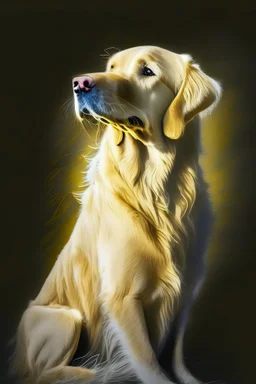 retriever dog , light background, in the style of degas