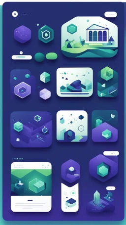 illustrations with a simple art style that show webiste's home page use dark blue-purple and green HEX:00FF00