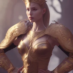 badass female queen of war, beautiful figure, wearing form fitting armor, sharp focus,macro lens, intricate filigree metal design, full body portrait, cinematic, unreal engine 5, 8k, hyper realistic. Volumetric lighting, unreal engine 5 ,hyper elegant,hyperphotorealistic, epic composition,bokeh, cinematic, hyperphotomaximalist, masterpiece