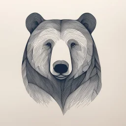 shape of a bear, letterpress style, minimalistic high contrast pencil art