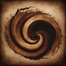 Hyper Realistic Whirling Brown Wave with Black, Golden & Maroon Islamic Sufi Rustic Grungy Background & vignette effect