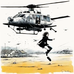 [art by Ralph Steadman] Janice, a grad student who has a history of mental illness, can not get over the death of her father. She jumps from an helicopter. Janice decides to take over her father's business. After receiving an anonymous tip that her father was murdered, she tries to put together the murder scheme. Soon after, she settles on his uncle Carl as the prime suspect. At the same time, she realizes that her life is in danger.