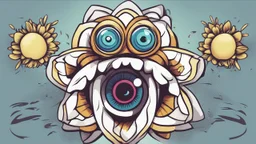 comic style flower with eye in the middle