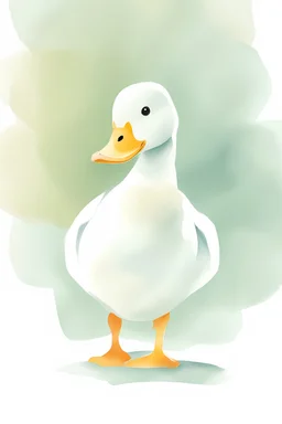 create a simple minimalistic illustration of a little duck. Use watercolor and pencil as a medium and muted colors. Make it uplifting, simplistic. Use color blocks, avoid gradient.