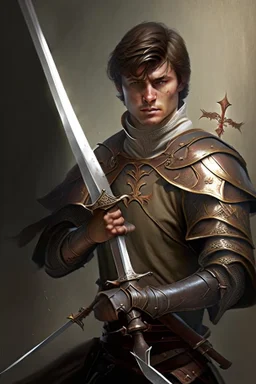 noble swordman with rapier short brown hair