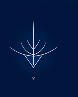 Minimalist logo design: stylized crown merged with sword silhouette. Single continuous line art. Royal blue and silver color scheme. Clean geometric shapes. Professional elegant style. Negative space design.