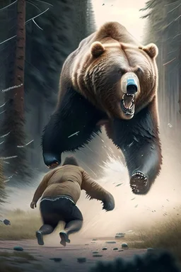 The bear was angry and started to chase them. A