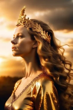 Woman queen hair nature celestial light gold sky