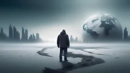 lone person watching world fall apart