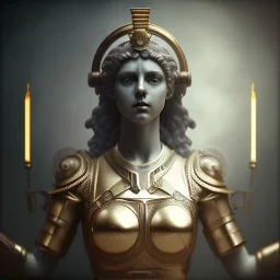 a greek marmor statue of athena, steam punk, scary, horror, realistic, made in octane, cinematic, movie, CGI, ultra-realistic, extremely detailed octane rendering, 8K, VRAY Super Real ar 2:3, dof photorealistic futuristic 50mm lens hard lighting dark gray tintype photograph, realistic lighting, sephia colors