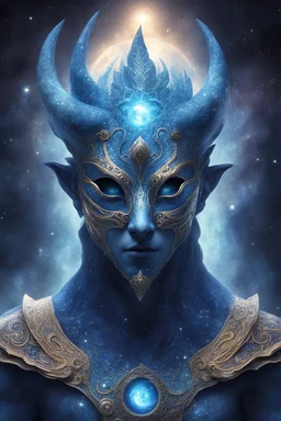 blueish masked inhumane godly being cosmic creature of magic